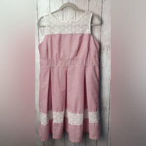 Nina Leonard Pink and White Sleeveless Sundress size 12